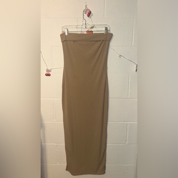 Khaki Tube Strapless Bodycon Dress NWT - Picture 5 of 7